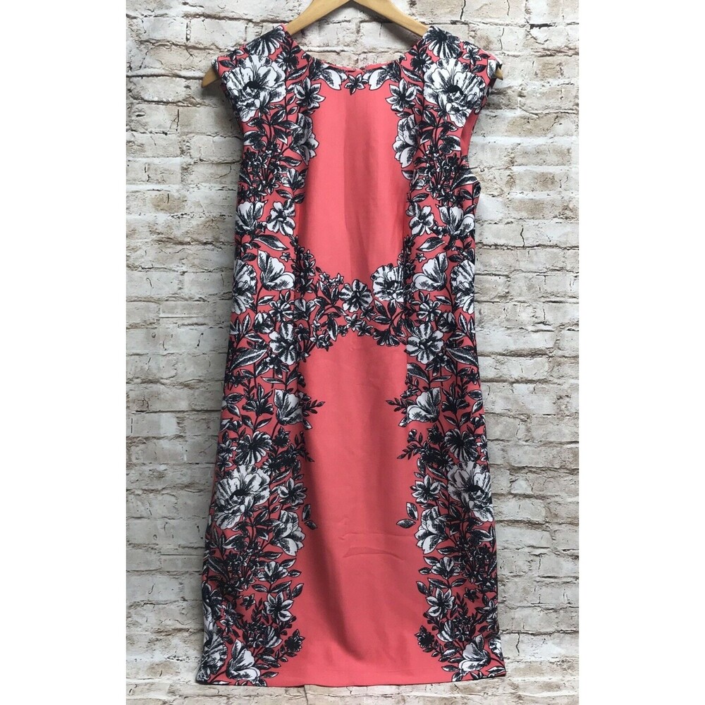 R&K Womens Dress Size 6 Coral Floral Sleeveless Knee Length Spring Summer